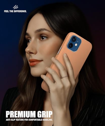 Image of WOW IMAGINE Back Cover for iPhone 12 | Shockproof Tough Leather Texture Hard Mobile Case | Ultra Slim Non-Slip Grip | Inner Velvet Fabric | Metal Camera Ring - Tan Brown