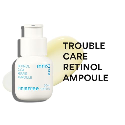 Image of Innisfree Retinol Cica Repair Ampoule 30ml with Hyaluronic Acid, Korean Face Serum for Reducing Skin Blemishe, Improving Skin texture, Nourishing & Revitalizing, Hydrating, Soothing, & Strengthening