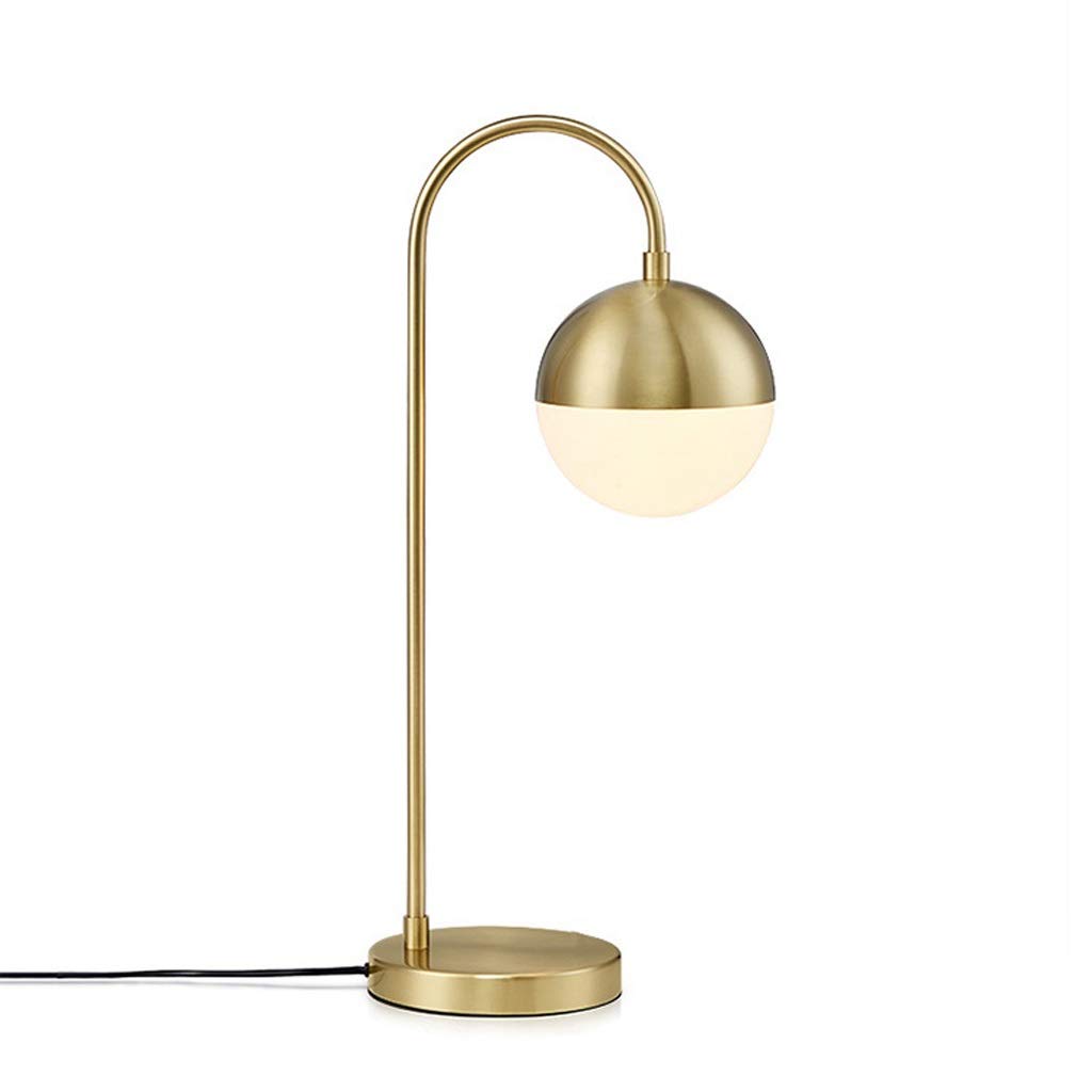 E27 Table Lamp Modern Glass Gold Globe Desk Lamp 22" H, Wrought Iron Metal Modern Bedside Lamp for Living Room Bedroom Study Room Lamp
