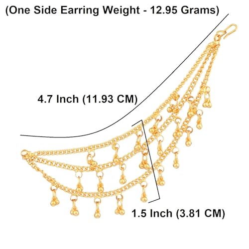 Efulgenz Indian Traditional Ear Chains Earrings for Women Bridal Jewelry for Wedding Gold Tone Layered Ear Support Chain Hair Accessory4