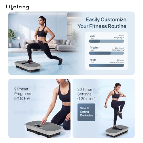 Image of Lifelong Vibration Plate Exercise Machine with Remote & Resistance Bands |Home & Gym Full Body Massager Machine for Pain Relief, Tone Muscles & Weight Loss| 9Programs, 120Speeds, 20Timers, Bluetooth