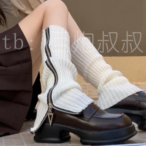 Image of Leg Warmer Personalized Warmth Zipper Knitted Leg Socks Y2K Cool Spicy Girls' Calf Cover