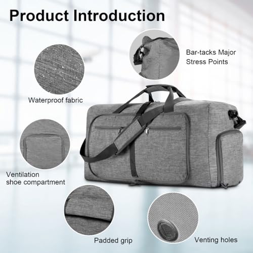 COOLBABY Travel Duffle Bag,115L Foldable Travel Duffel Bag with Shoes Compartment Overnight Bag for Men Women Waterproof & Tear Resistant