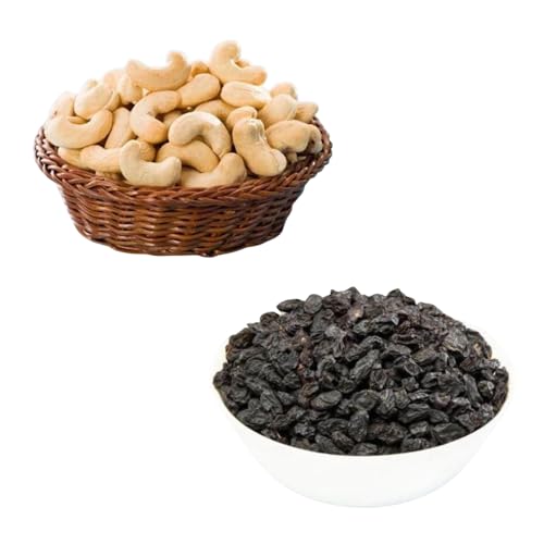 Image of RAJTILAK Dry Fruits Combo Pack of 2 | Whole Cashews Nuts & Premium Black Raisins | Kaju & Kali Kishmish | Nuts & Dry Fruits | Healthy & Tasty | Pack of 2x20g Each
