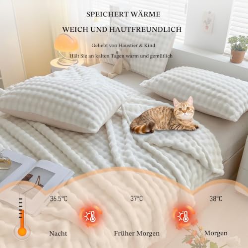 Kuscheldecke Milchsamt Blasen Decke Super Soft Wohndecke Dick 450 G/M² Flanell Decke Couchdecke Warme Überwurfdecke Sofadecke Vielseitig… – Ansicht 5