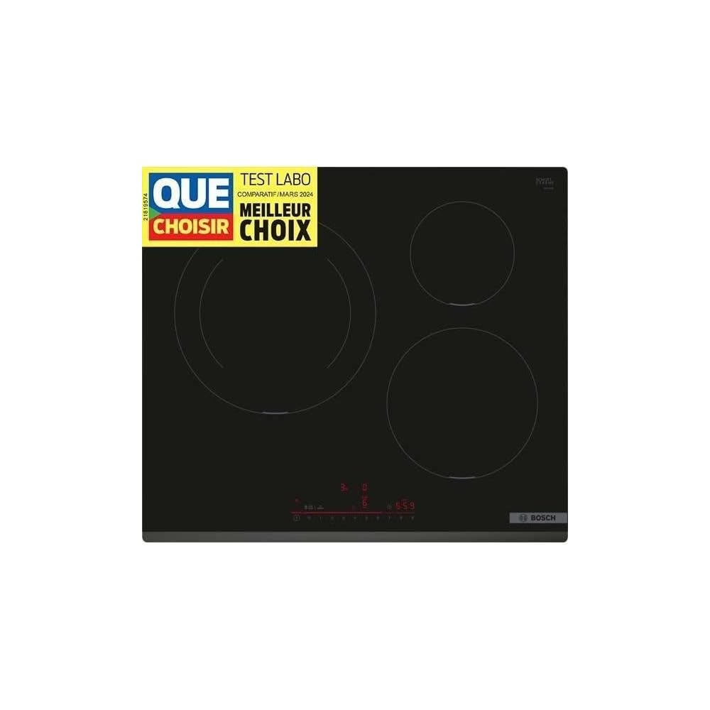Bosch PIJ631HB1E Serie 6 - Placa de inducción, zona de cocción de 28 cm | 60 cm, negro, 3 hogares, Home Connect, temporizador con función de parada, 17 niveles de ajuste de potencia