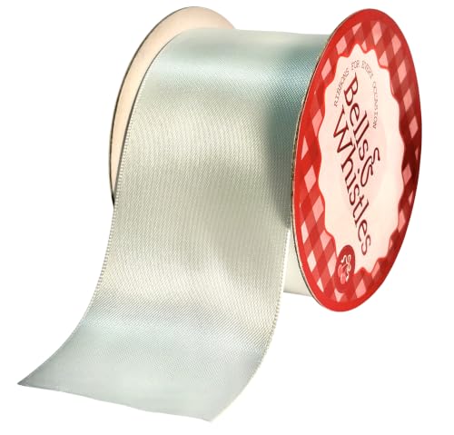 Image of Bells and Whistles Satin Christmas Ribbon (Length: 10 Yards Width: 2 inch) (White Satin)