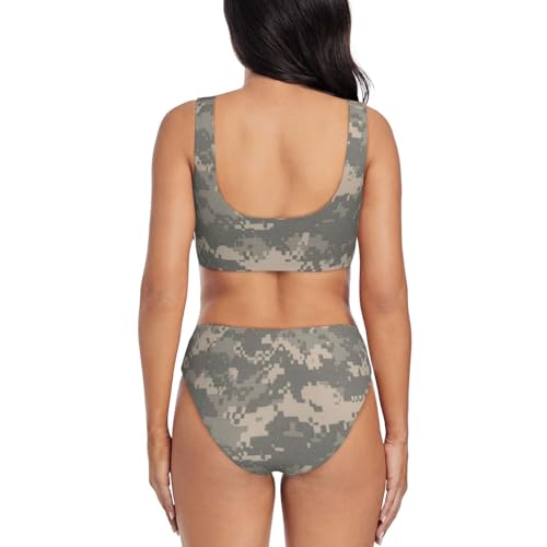 Bikini 2 pièces imprimé camouflage numérique armée pour femme