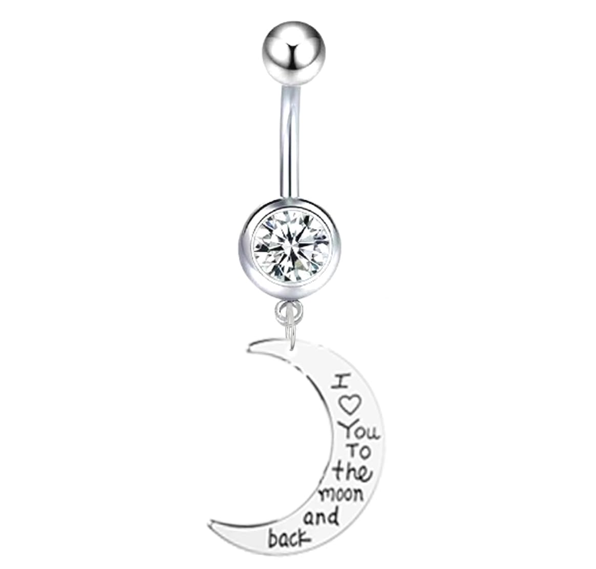 Womens Navel Belly Button Piercing Silver Zircon Moon Bananabell Ring: Pack of 1 (SRFAJW/A2SZB1)-image-48