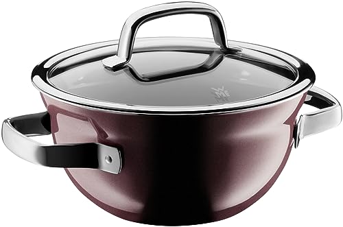 WMF Fusiontec Mineral Cooking Bowl with Glass Lid 20 cm Small Induction Pot 2.3 L High-Tech Ceramic Scratch-Resistant Red