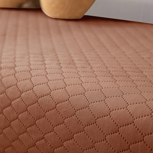 Image of HOKIPO Polyester Quilted Sofa Arm Cover With Pockets, Brown, Pack Of 2 (1 Pair) (In-787-Br*2)
