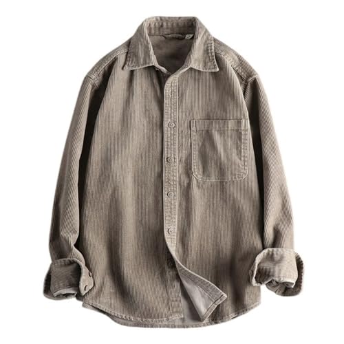 Chemise en velours côtelé ample homme vêtement manches longues tissu lourd délavé