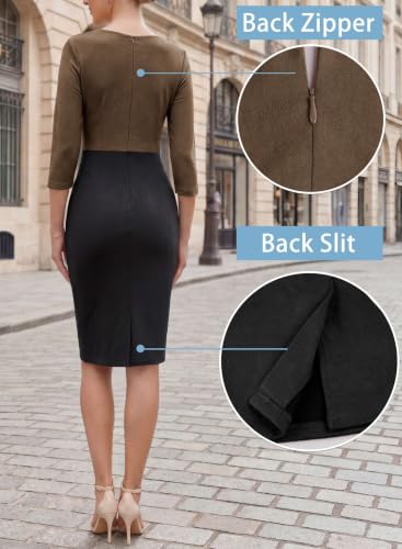 Image of VFSHOW Womens Front Zipper Work Office Business Casual Church Sheath Dress