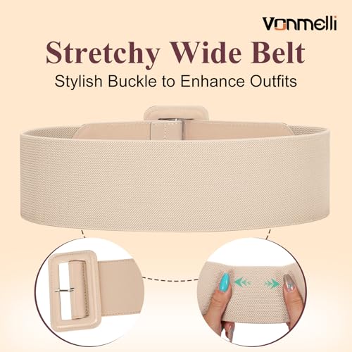 Image of VONMELLI Stretchy Wide Women Belts Elastic Vintage Belts for Women Fashion Ladies Waist Belt for Dress