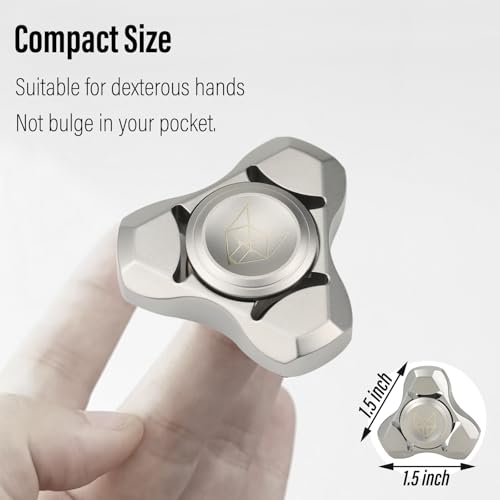 Image of FREELOVE Premium Metal Fidget Spinner for Adults, Stainless Steel Heavy Silent Spinner with Precision Bearing, Small Office Desk Toy & EDC for Stress Relief Focus ADHD, Titanium Alloy