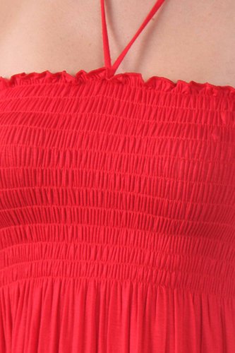 Image of Sakkas Soft Jersey Feel Solid Color Smocked Bodice String Halter Long Dress