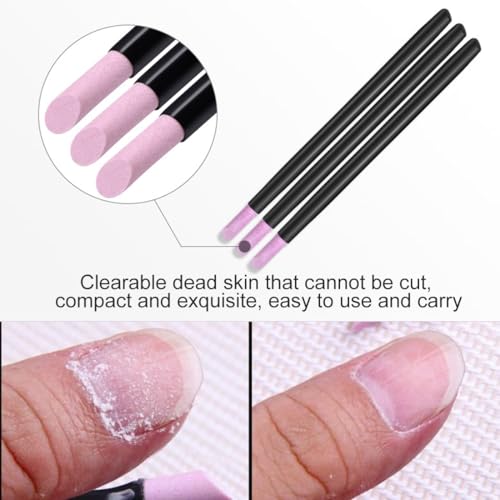 UEAVOID 5er-Pack Doppelköpfiges Nagelhautfeile Stein, Quarz Stift, Nagelfeile Stein, Quarzstein Nagelfeile, Nagelhautschieber, Nagel Schleifstift, Stein Nagelfeile Stift, Nagelschleifstifte