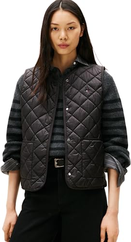 Tommy Hilfiger Donna Gilet Padded Quilted Gilet Imbottito, Nero (Black), XXXL
