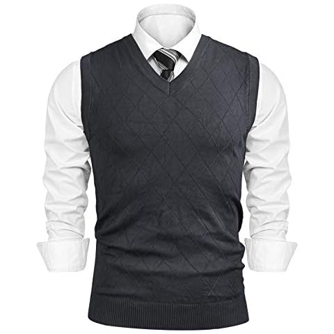 iClosam Gilet Homme Col V Gris Foncé Cover