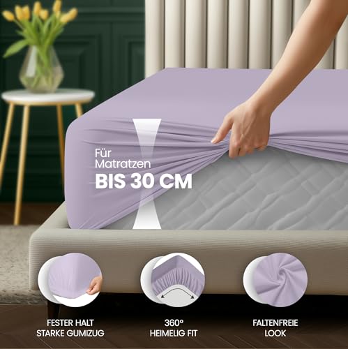 Utopia Bedding - Spannbettlaken 180x200cm Bis 30 cm - Lavendel - Oeko-Tex Zertifiziertes - Gebürstete Mikrofaser Spannbetttuch 4
