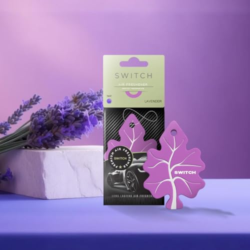 Image of SWITCH Lavender Car Air Freshener Hanging with Screen Cleaning Cloth, Luxury Car Perfume, Long Lasting Car Fragrance, Air Freshener for Car Interior, Pack of 1