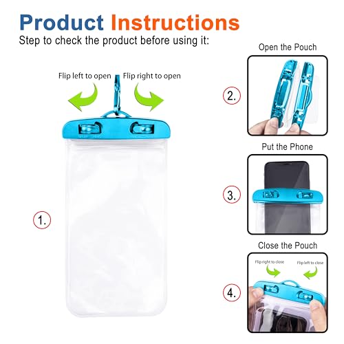 Image of CEDO Waterproof Mobile Pouch Universal Cover Case for All Mobiles, Cellphone Dry Bag Compatible for iPhone, Samsung, OnePlus, Realme, Redmi, Oppo, VIVO, All Smartphones Up to 7.2 inches (Blue)