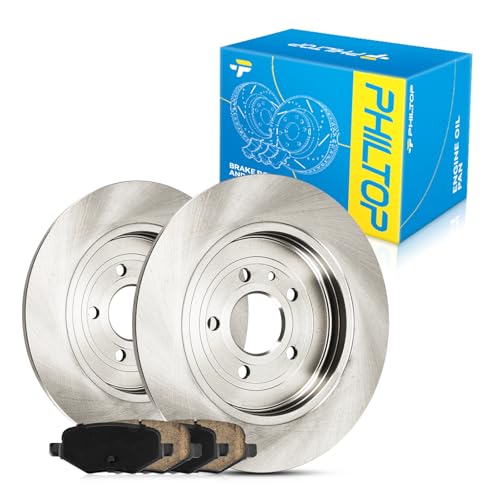 PHILTOP Rear Brake Pads and Rotors Kit, OE Brake Rotors and Ceramic Brake Pads for Ford 2011-2019 Explorer, Ford 2011-2014 Edge, Ford 2010-2019 Taurus, Ford 2009-2019 Flex