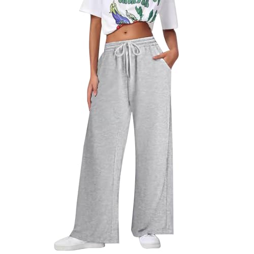 Casual Wide Leg Jogger Pants for Women Plain High Waist Sweatpants Women's Loose Fit Straight Leg Joggers Pants