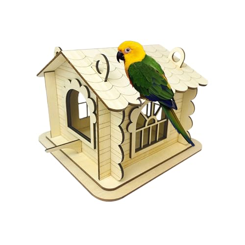 野鳥の巣箱 | 安全な木製 小鳥の巣箱 | 自然風バード用庭園用品 ガーデン バルコニー パティオ対応