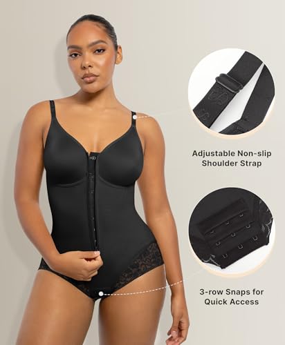 Image of SHAPELLX Faja Body Shaper for Women, Zipper Shapewear Bodysuit with Bra