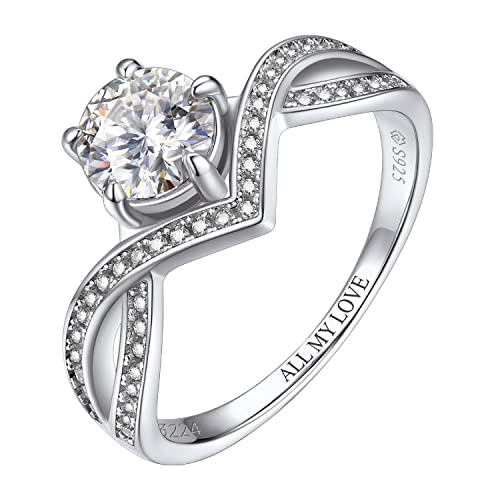 MomentWish Bague pour Femme, Couronne de princesse Bague de Fiançailles Mariage,Personnalisation Argent Sterling 925 Bague Alliance, D Couleur VVS1 Moissainte Diamant Bague-Taille56 Cover