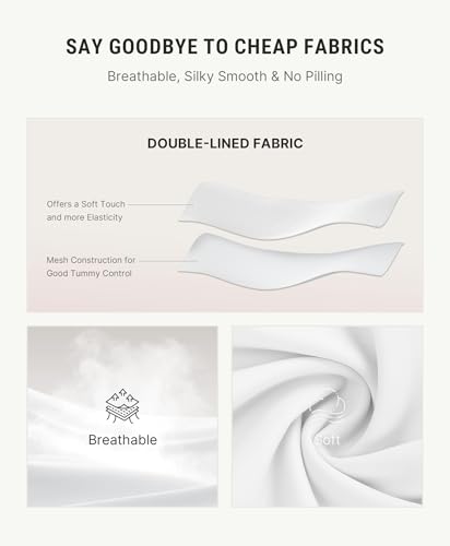 FeelinGirl White Bodysuit for Women Body Suits Tummy Control Corset Top Thong V Neck Shape wear, M