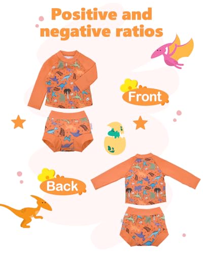 Image of ALVA 2 Pcs Long Sleeve Rash Guard Swim Diaper Sets, Baby Toddler Swimsuit UPF 50+ Sun Protection for Boy and Girl