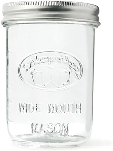 Tarro ancho de 16 onzas con tapas y anillos, 12 unidades por caja, tarros Mason para almacenamiento de alimentos, manualidades y enlatados, tarros
