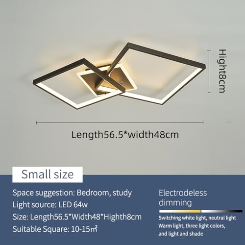 Lampe de plafond LED dimmable et télécommandée à double tête carrée noire - 4