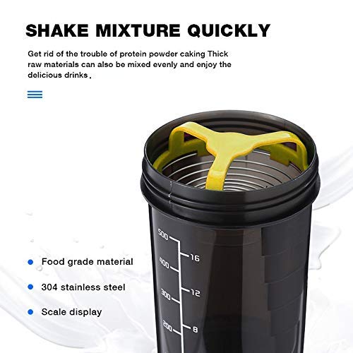 Image of Gym Spider Shaker Bottle with Extra Compartment, 100% Leakproof, Ideal for Protein, Preworkout, BCAAs, Cycling, Gym Water Bottle | Shaker Cup, Diet Shaker with Blenderball, 500ml (Yellow)