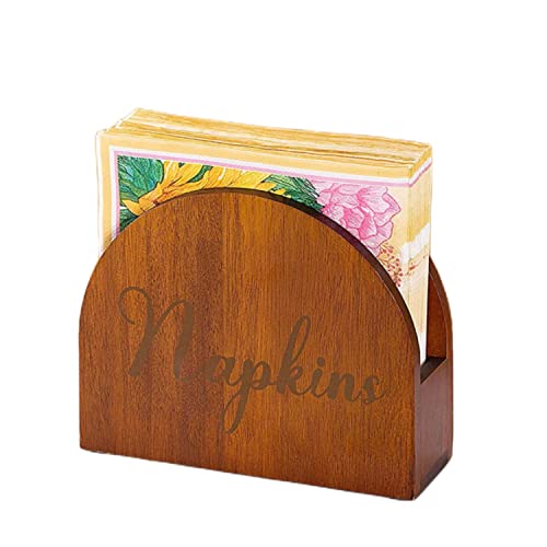 NHKRTE Napkin Holder for Table, Acacia Wooden Napkin Holders for Kitchen, Rustic Farmhouse Napkin Holder for Dining Room Table Decor, Napkin Dispenser for Cocktail or Luncheon Napkins