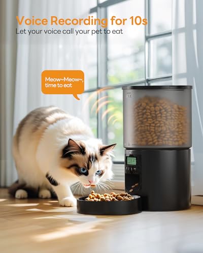 Image of POOEKEN Automatic Cat & Dog Feeder - Auto Food Dispenser with 1-6 Meals, Customized Feeding Schedule - 6L Capacity
