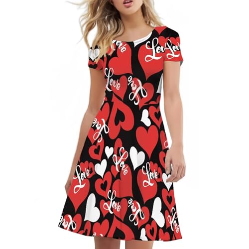 Image of Biyejit Women's Summer Casual Short Sleeve T-Shirt Swing Dress Crew Neck Plus Size S-4XL