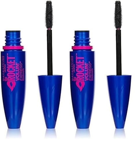 Maybelline New York Schwarze Wimperntusche für mehr Volumen, Volum' Express The Rocket Mascara, Nr. 1 Very Black, 1 x 9,6 ml (Packung mit 2)