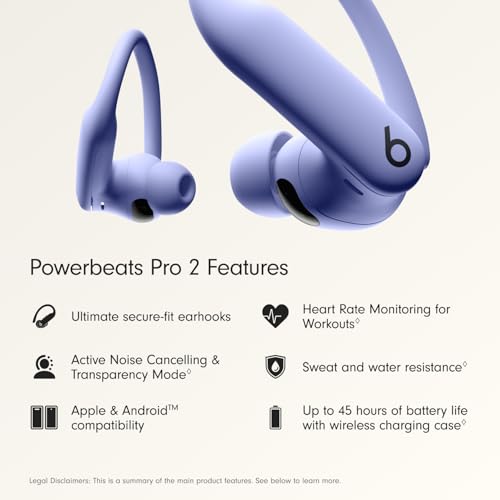 Beats Powerbeats Pro 2 - Wireless Noise Cancelling Workout Earbuds with Secure- Fit Earhooks, Up to 45-Hour Battery with Charging Case, Sweat & Water Resistant, Heart Rate Monitoring - Hyper Purple - image 2