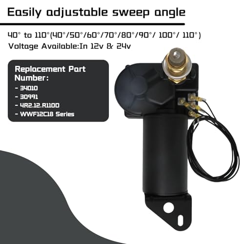 Image of WWF12C18 Windshield-Wiper Motor | Windshield-Wiper Motor Fit for Replacement 12V MRV and Automotive Boat & Car Wiper Motor Replaces 34010 4R2.12.R110D WWF12C18