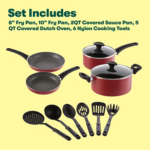 image for BELLA Cookware Set, 12 Piece Pots and Pans with Utensils, Nonstick Scr