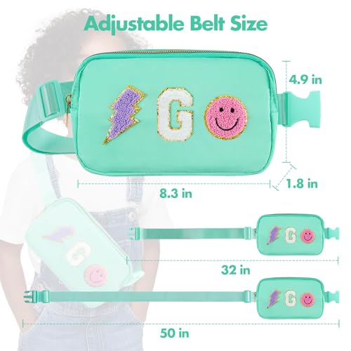 Image of PainZieteg Fanny Pack for Girls Chenille Letter Belt Bag Crossbody for Kids | Preppy Nylon, Waterproof, Gold-Plated Zipper, Adjustable Strap, Birthday Christmas Easter Gifts for 4-13 Year Old Teen Girls