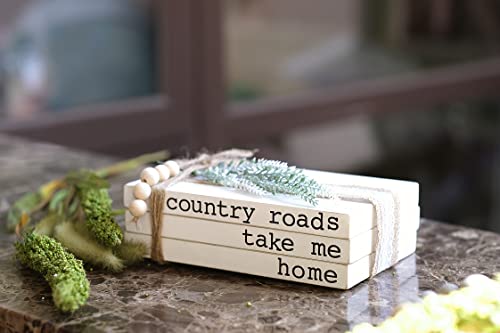 Lavender Inspired Decorative Books For Home Decor| Boho Chic Coffee Table Books Decor|Set Of 3 Faux Books Stack For Fireplace Mantle Decoration| Entryway Table Decor| Farmhouse Living Room Decor| Neutral Home Decor-Country Roads,Take Me Home Sign #TOP3