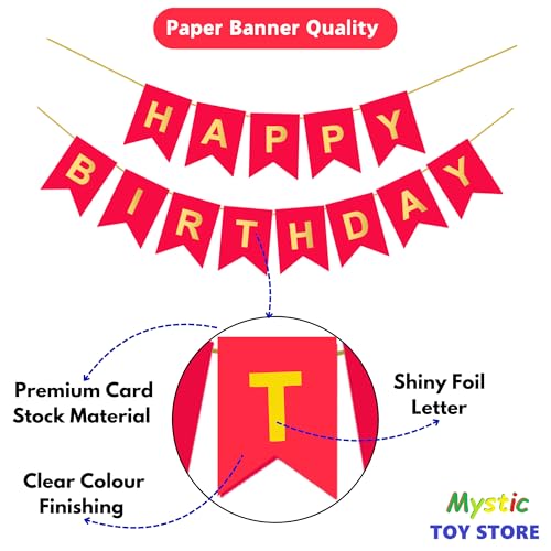 Image of 2nd Happy Birthday Decoration Kit Red for 2 year Old Boys Girls Baby with Number Two Party Decorations Decor Celebration Items Item Set Combo Reusable Paper Banner
