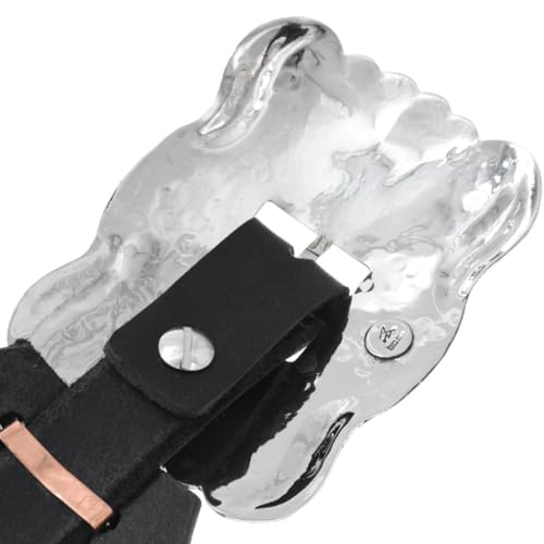 Navajo Kingman Turquoise Nugget Concho Belt Full Size Hammered Silver Design on Genuine Leather 01253