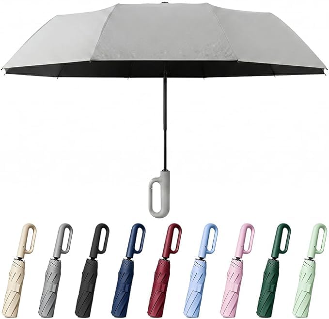 Creative Ring Buckle Windproof Reinforced Umbrella, Automatic Open Close Umbrella, Compact Wind Proof Umbrellas For Rain and Sun Protection, 10 Ribs &amp; Steel Alloy Frame