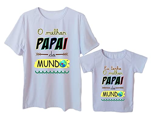 Camiseta Adulto E Infantil Melhor Papai Do Mundo Tal Pai Tal Filho (Branco, Adulto GG - Infantil 4)