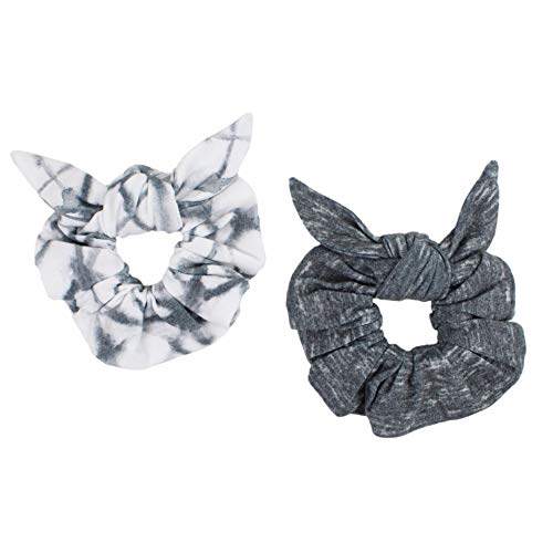 Maven Thread 2 Count Hair Scrunchies Elastic Hair Bands Scrunchy Hair Ties Accessories for Women or Girls Heather Grey Shibori Black and White - SHADOW Set